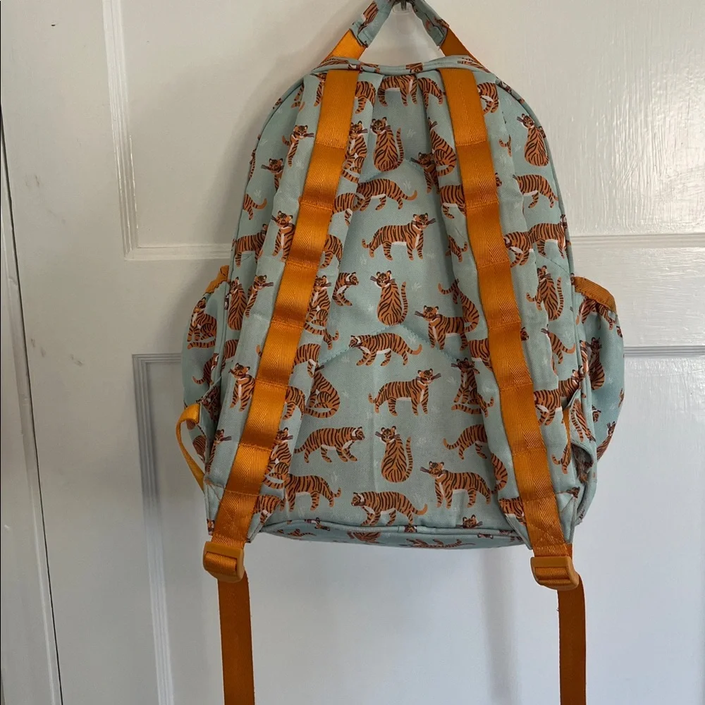 Crate & Kids Tiger Print Backpack - Turquoise and Orange - Picture 2 of 9